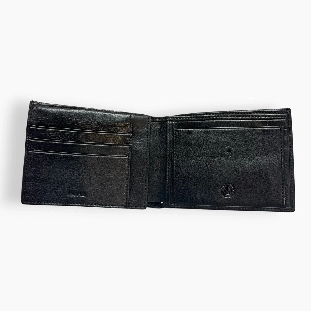 Alessandro Muti Vera Pelle Mens Black Bifold Wallet Italian Leather Italy